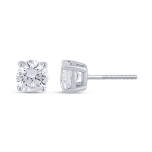 LG - 14K 2.00-2.06CT D-EARRING RDS PRONG SOLITAIRE "CERTIFIED"