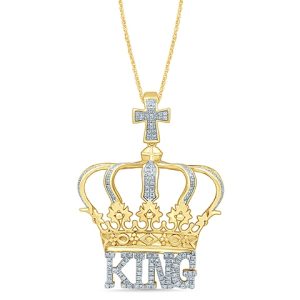 10k 0.41-0.45ct Charm "king With Crown And Cross"