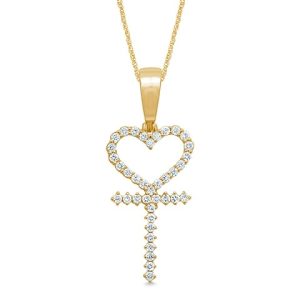 10k 0.41-0.44ct Charm "heart With Cross"