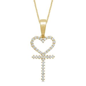 10k 0.41-0.44ct Charm "heart With Cross"
