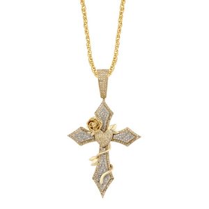 10K 0.67CT CHARM "CROSS WITH HEART"