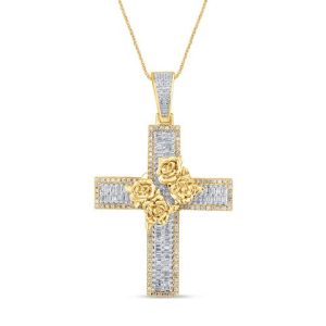 10K 1.06CT CHARM "CROSS WITH FLOWER"