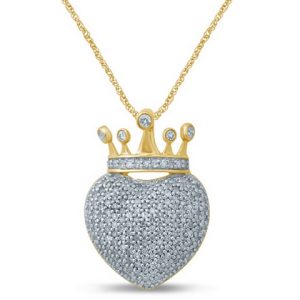 10 KT 0.47-0.51CT CHARM "HEART WITH CROWN"