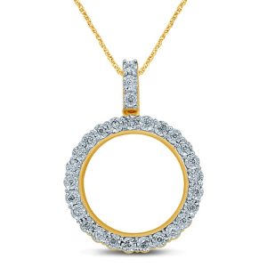 10k 0.24-0.27ct Charm "memory Pendant With Gold Bar"