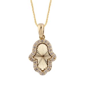 10K 0.11CT CHARM "HAMSA HAND"