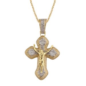10K 0.84CT CHARM "CROSS WITH JESUS"