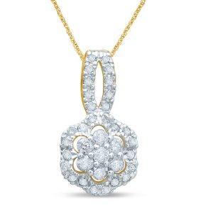 14K 0.34CT CHARM "DIAMOND FLOWER"