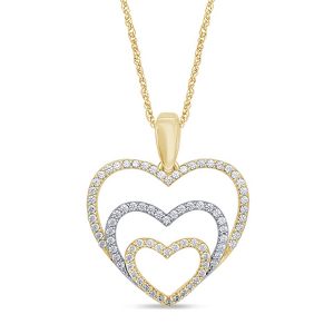 10k 0.32ct Charm "triple Heart Shape"