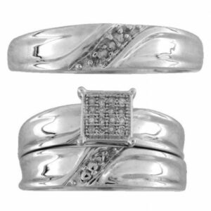 10K 0.05CT D-RING TRIO SET RDS PRONG