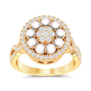14K 0.66CT Diamond Ring Ladies Cultured Pearl 1.49 "EGL Certified"